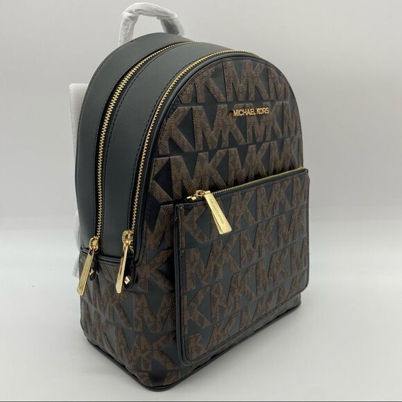 MICHAEL Michael Kors Adina Medium Backpack Black/Brown Signature Logo